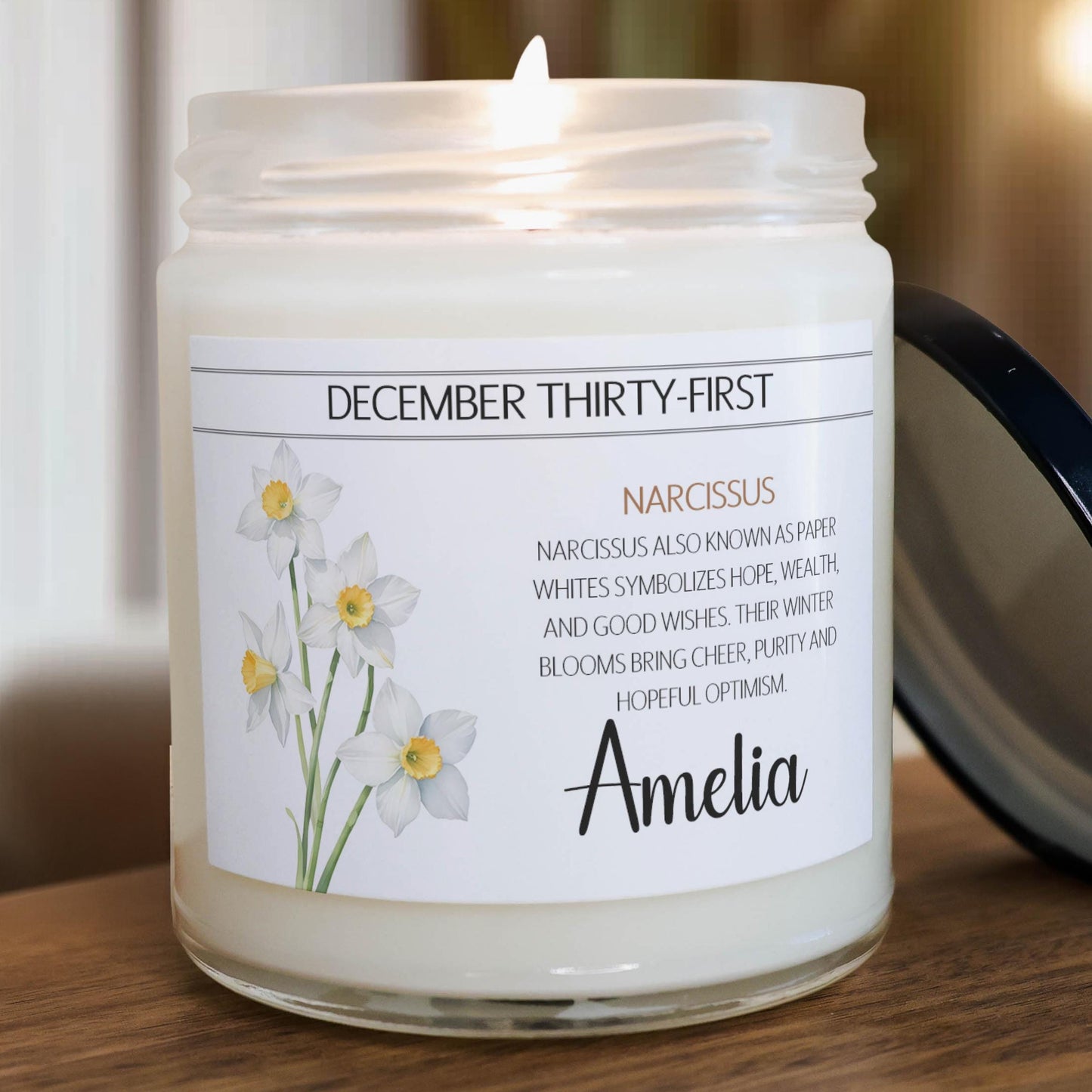 Personalized Birth Flower, Birthdate Candle, Custom Birth Month Flower Gift, Womens Candle with Name, Custom Birthday Gifts for Her