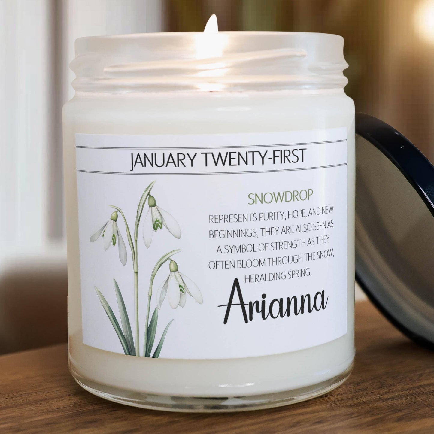 Personalized Birth Flower, Birthdate Candle, Custom Birth Month Flower Gift, Womens Candle with Name, Custom Birthday Gifts for Her