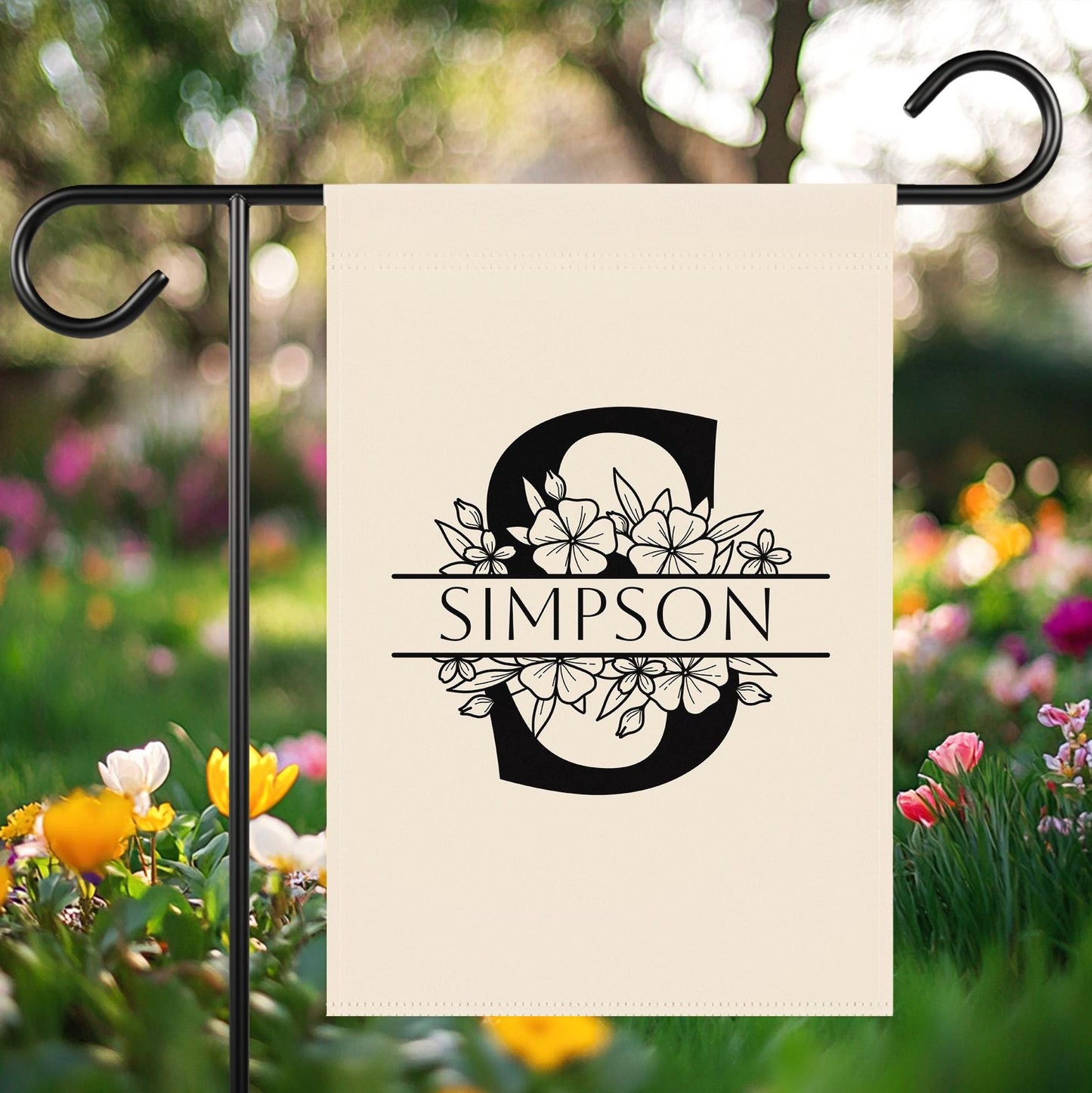 Personalized Monogram Garden Flag | Custom Family Name Flag | Floral Initial Yard Flag | Housewarming Gift | Wedding Present