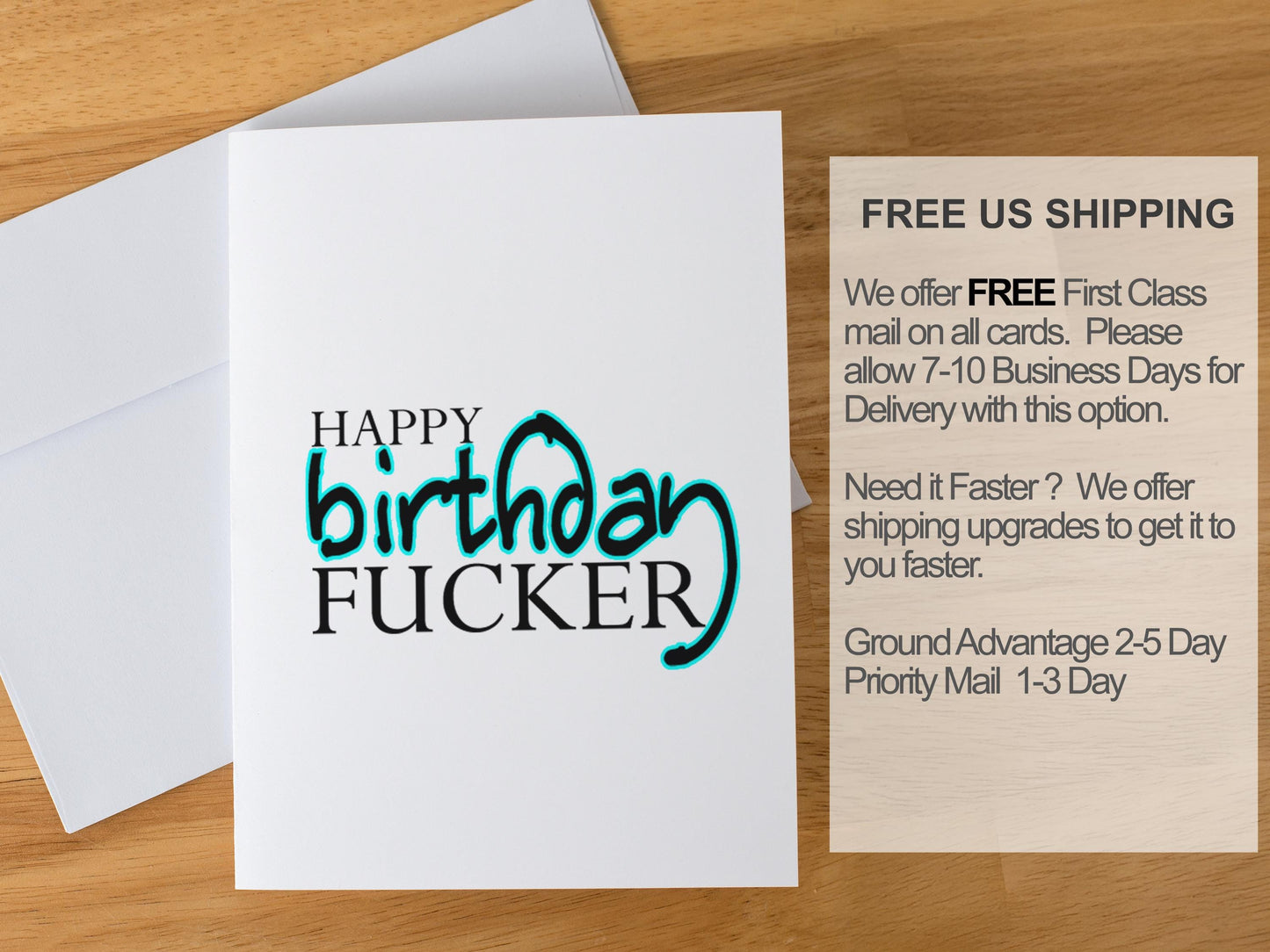 Funny Birthday Card for Him or Her, Happy Birthday F*cker Card with Envelope, Rude Adult Humor, Offensive Gag Gift for Friend or Partner