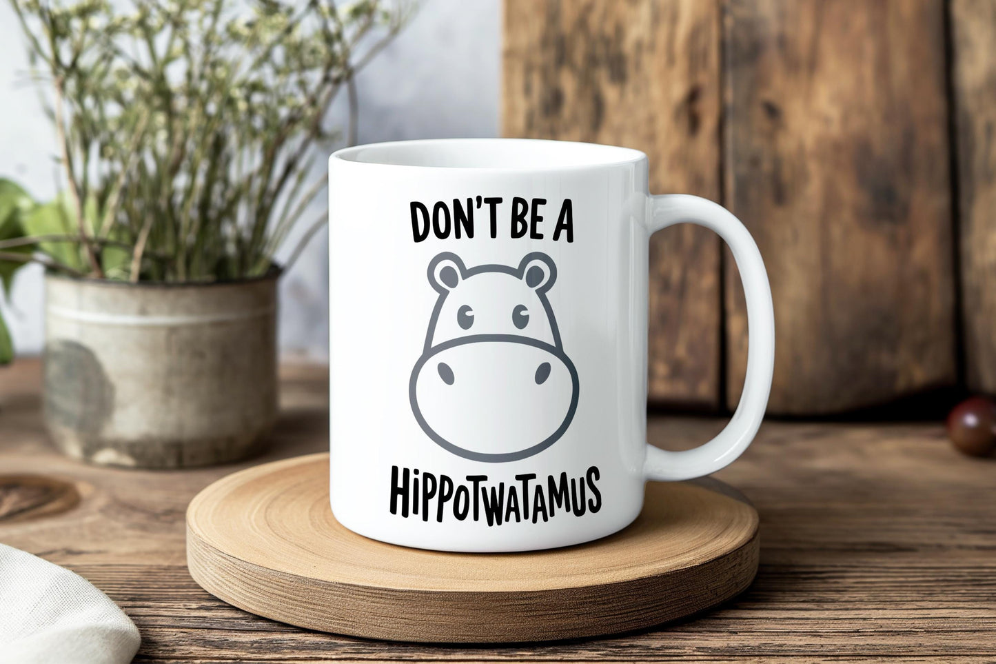 Don’t Be A Hippotwatamus Coffee Mug, Rude Funny Hippo Cup, Sarcastic Adult Gift with Animal Pun, NSFW Humor Ceramic Mug