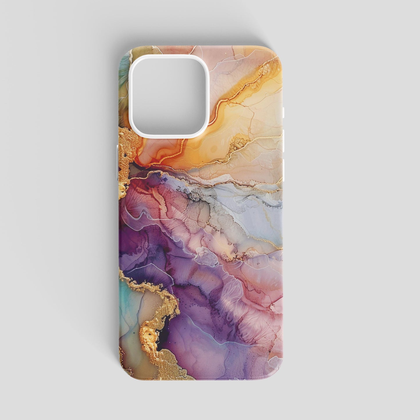 Luxury Sunset Marble iPhone Case | Purple Gold Amber Ink Art | Agate Design | Compatible with iPhone, Samsung Galaxy Tough Case Protection