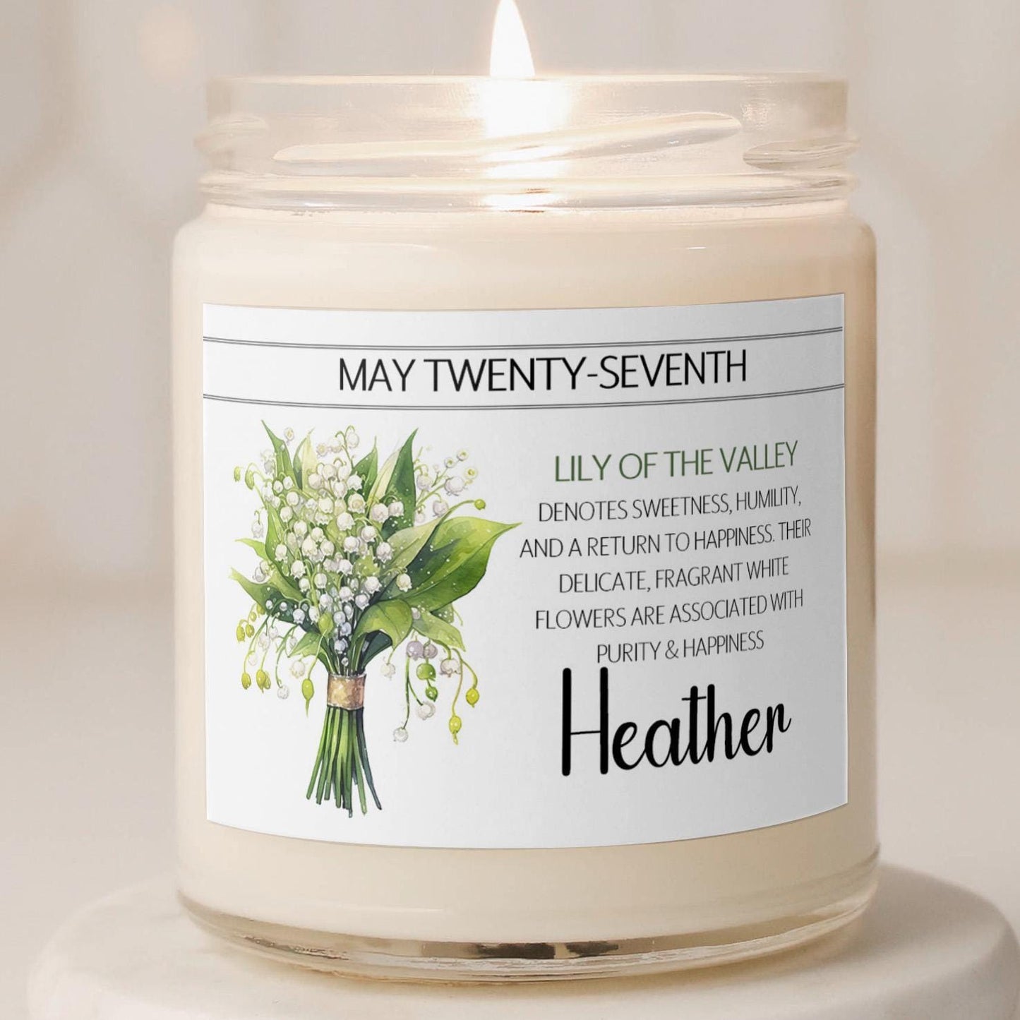 Personalized Birth Flower, Birthdate Candle, Custom Birth Month Flower Gift, Womens Candle with Name, Custom Birthday Gifts for Her