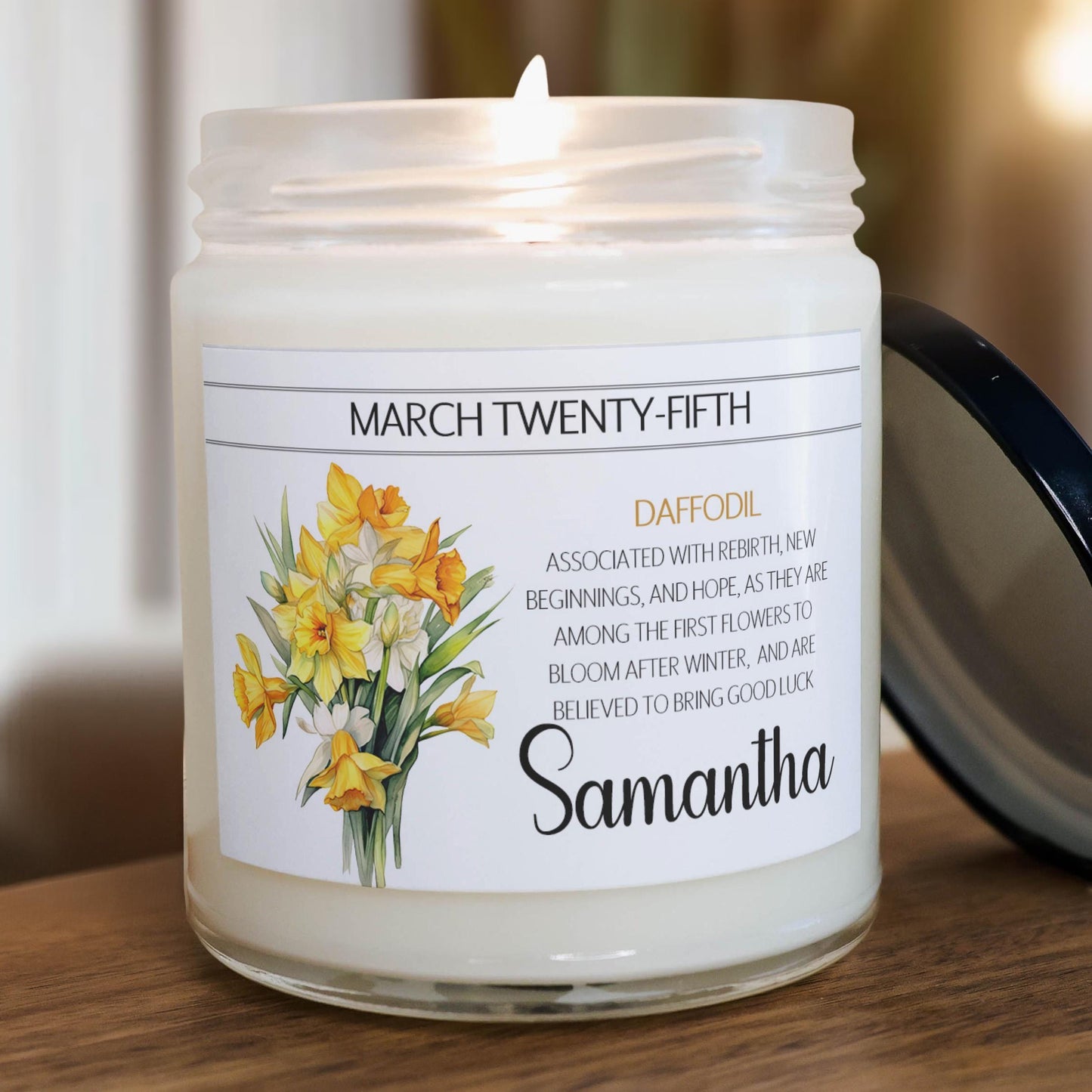 Personalized Birth Flower, Birthdate Candle, Custom Birth Month Flower Gift, Womens Candle with Name, Custom Birthday Gifts for Her