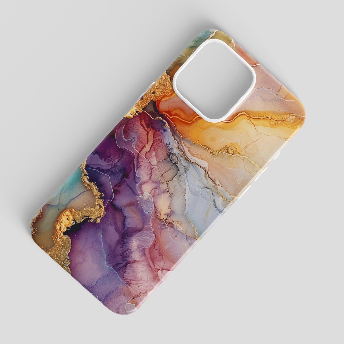 Luxury Sunset Marble iPhone Case | Purple Gold Amber Ink Art | Agate Design | Compatible with iPhone, Samsung Galaxy Tough Case Protection