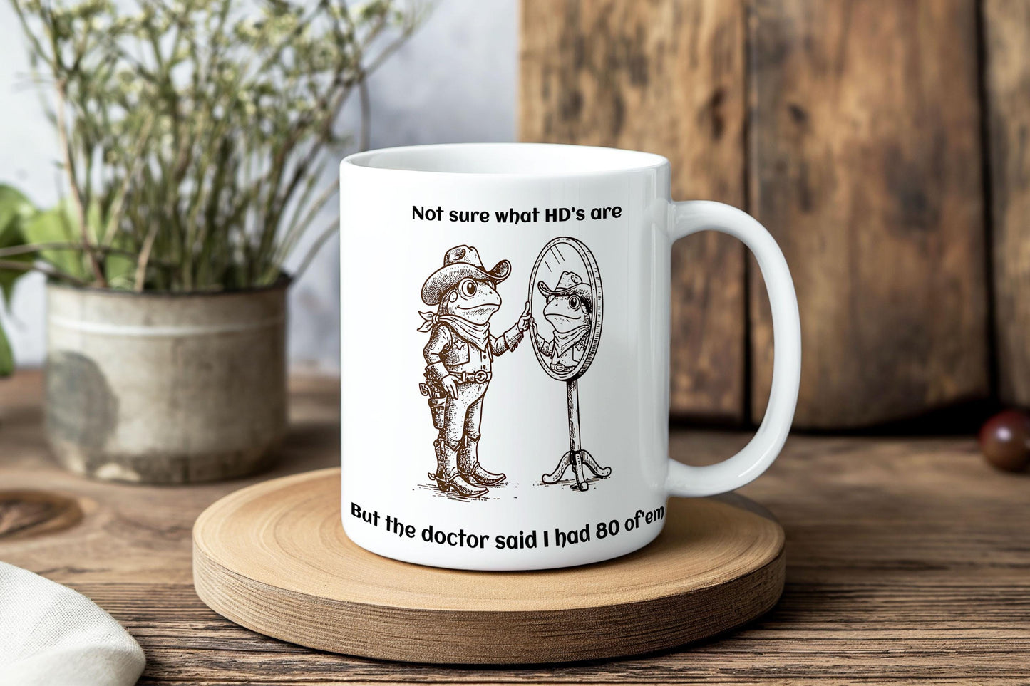 Funny ADHD Cowboy Frog Mug, Humorous ADHD Joke Cup, Western Frog Coffee Mug for Men, Animal Pun Mug, ADHD Humor Gift for Him, Dad Joke Mug