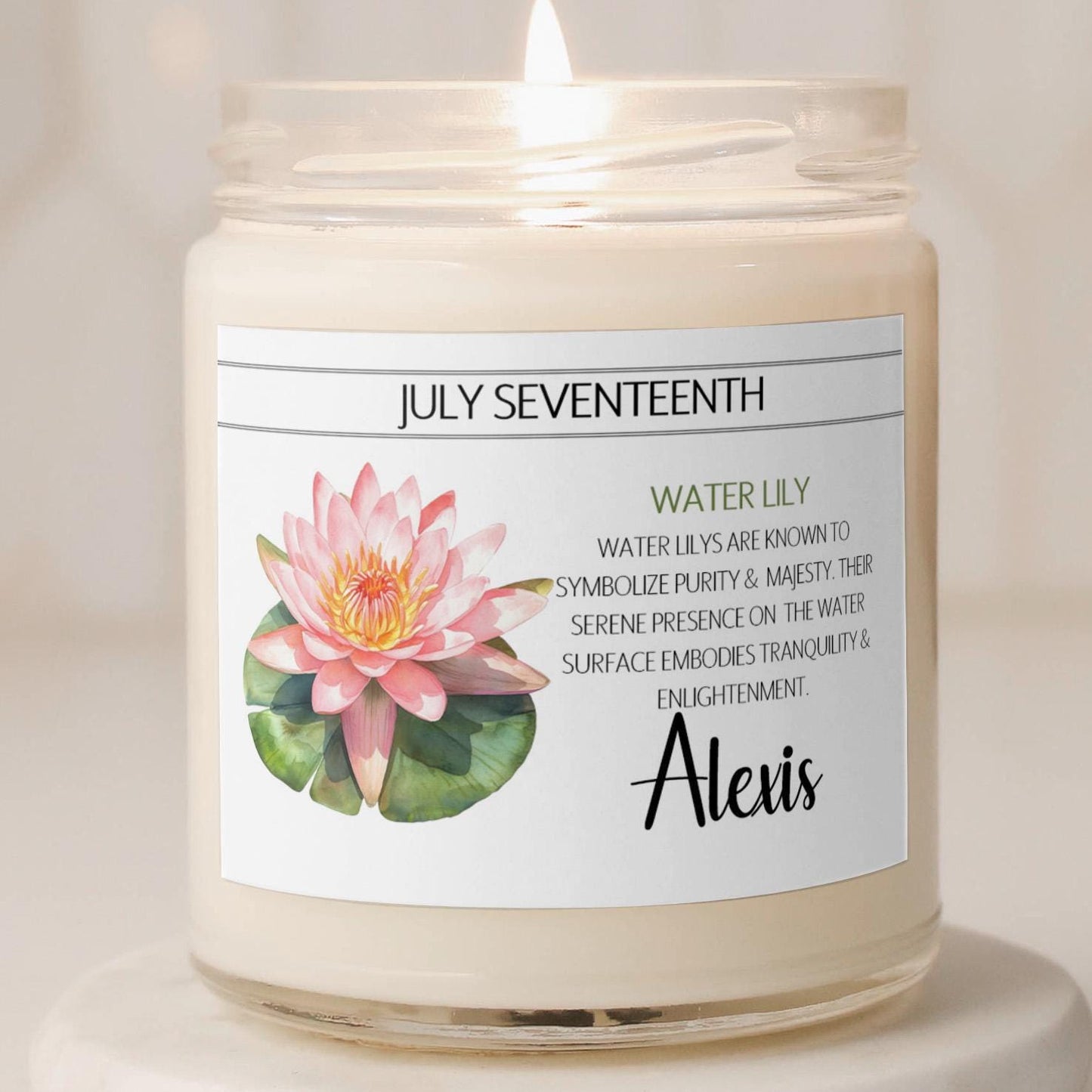 Personalized Birth Flower, Birthdate Candle, Custom Birth Month Flower Gift, Womens Candle with Name, Custom Birthday Gifts for Her