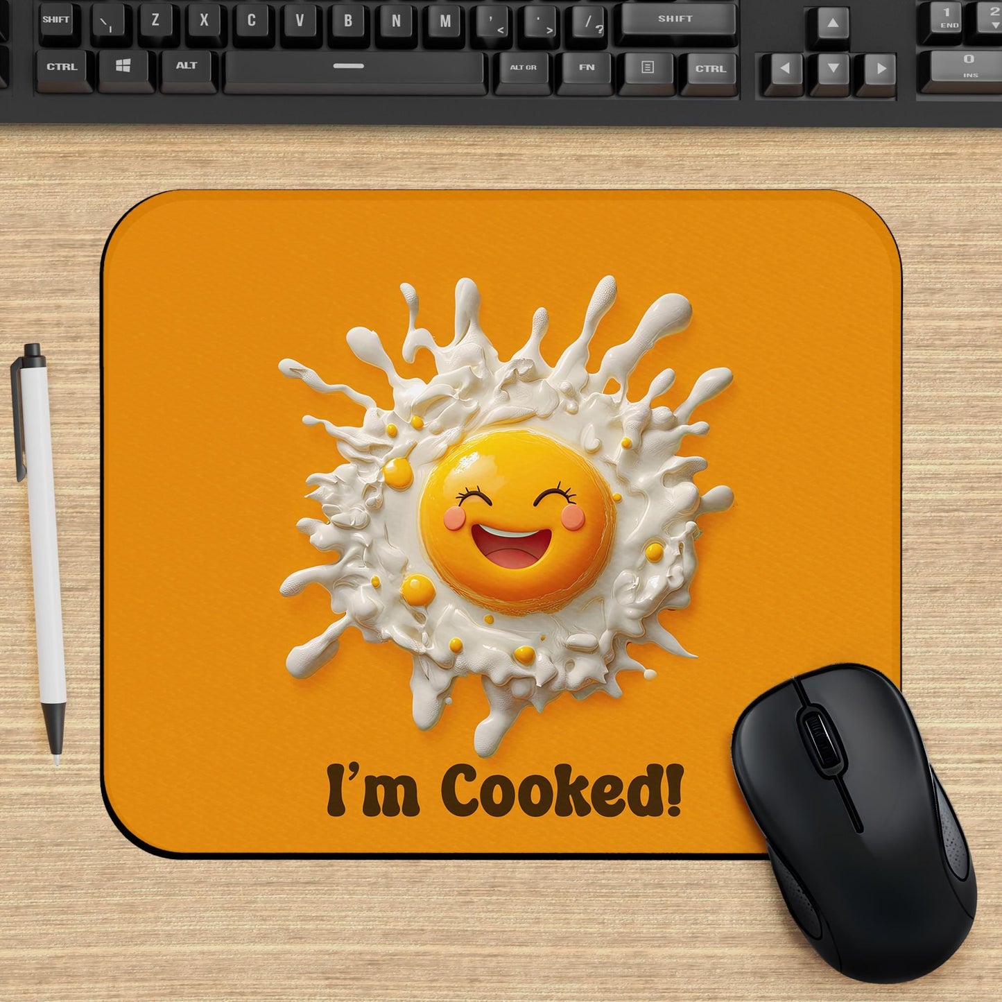 Funny Fried Egg Mouse Pad ā Cute Food Desk Mat, Gamer Gift, Office Humor, Punny Egg Mousepad, Work from Home Desk Accessories