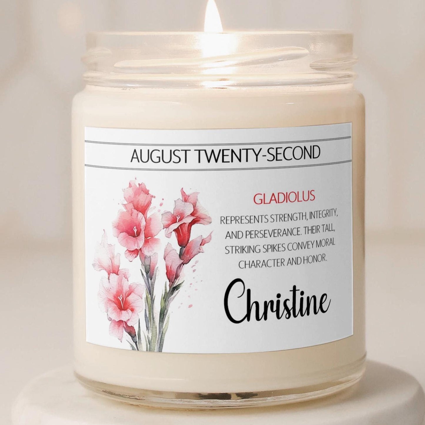 Personalized Birth Flower, Birthdate Candle, Custom Birth Month Flower Gift, Womens Candle with Name, Custom Birthday Gifts for Her