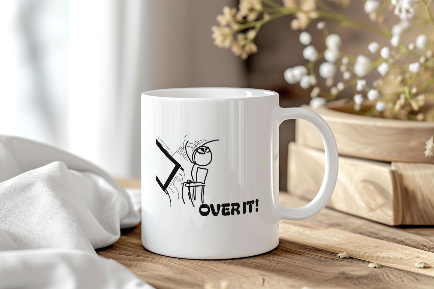 Funny Over It Meme Coffee Mug, Office Humor Mug for Coworkers, Sarcastic Work Mug for Desk, Tired Employee Gift, Morning Mood Cup