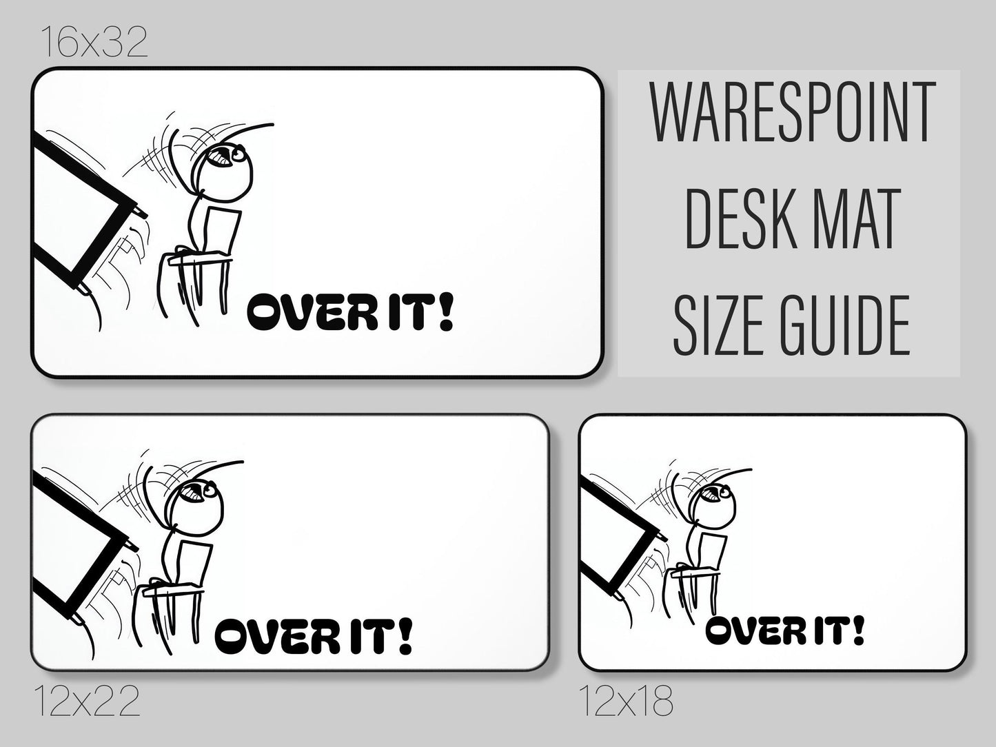 Funny "Over It" Meme Desk Mat - Humorous Desk Accessory, Computer Work Gift, Stress Relief Office Decor