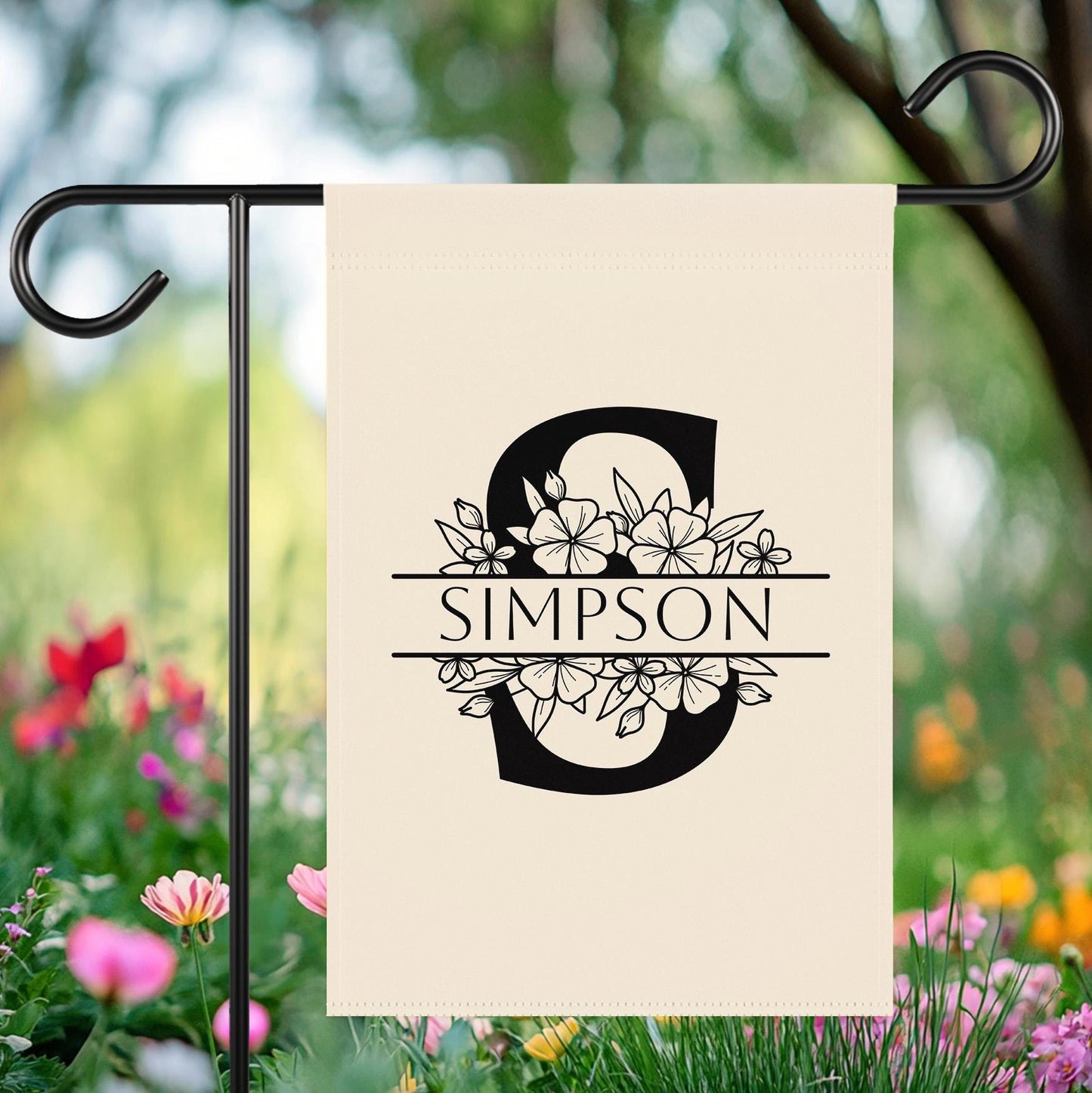 Personalized Monogram Garden Flag | Custom Family Name Flag | Floral Initial Yard Flag | Housewarming Gift | Wedding Present