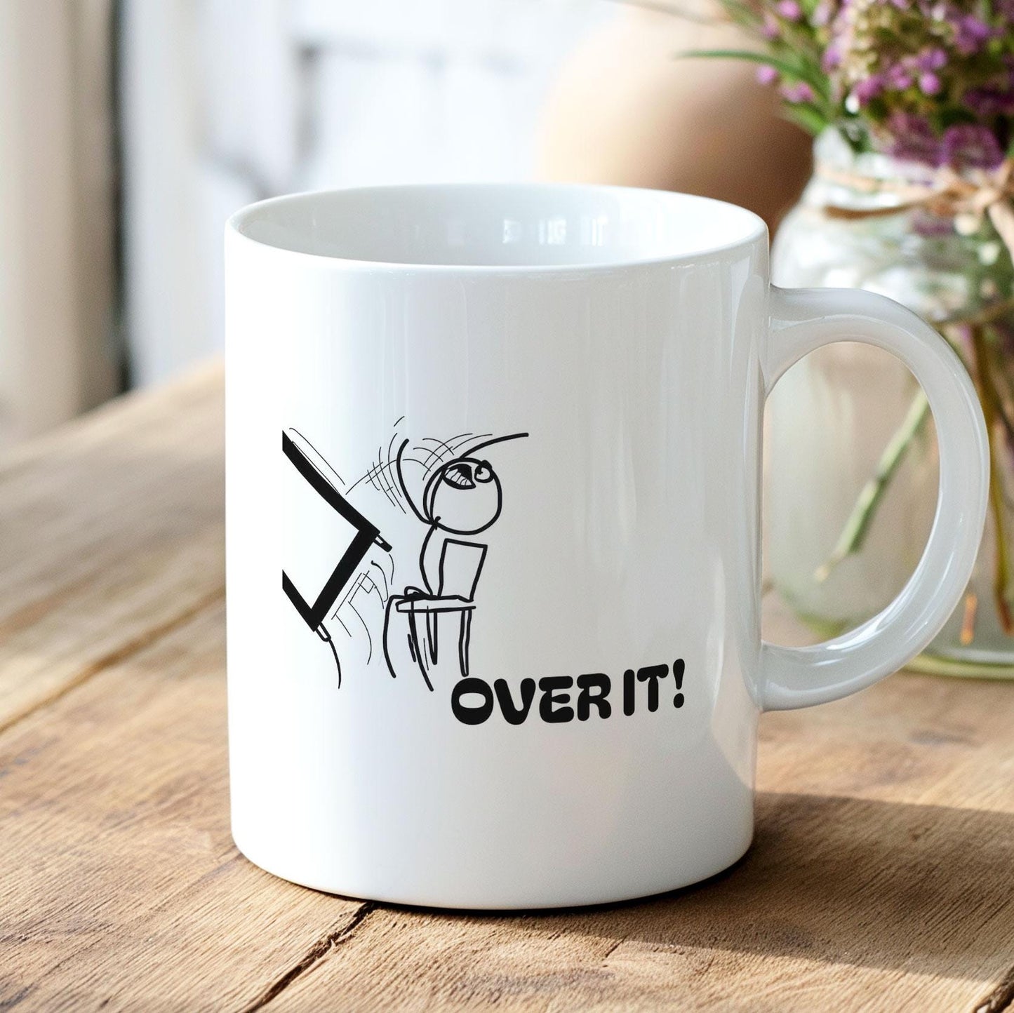 Funny Over It Meme Coffee Mug, Office Humor Mug for Coworkers, Sarcastic Work Mug for Desk, Tired Employee Gift, Morning Mood Cup