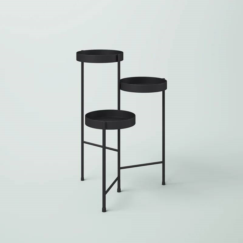 Modern Black Metal 3-Tier Flower Pot Plant Stand