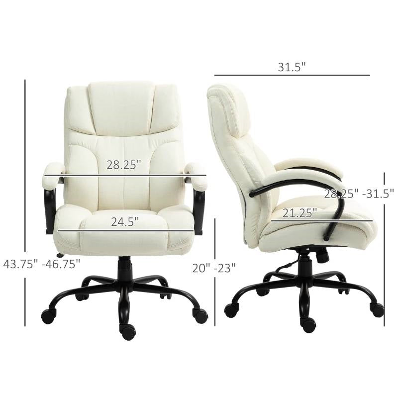 Cream White Big/Tall Adjustable Height Office Chair - 500 lbs. Weight Capacity