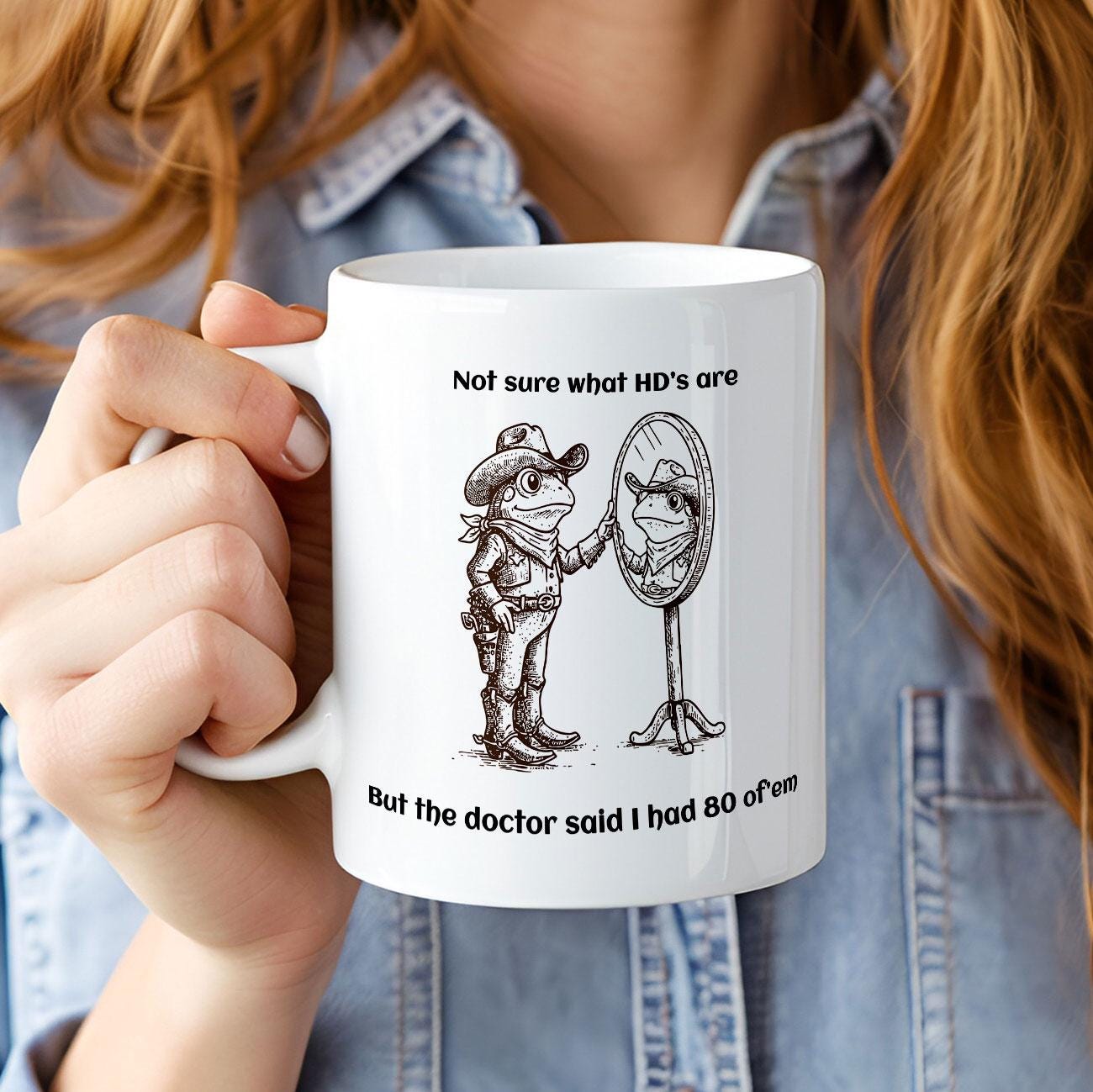 Funny ADHD Cowboy Frog Mug, Humorous ADHD Joke Cup, Western Frog Coffee Mug for Men, Animal Pun Mug, ADHD Humor Gift for Him, Dad Joke Mug