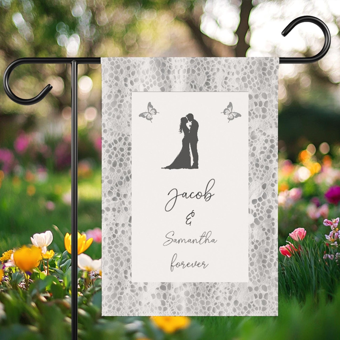 Custom Wedding Garden Flag with Names, Personalized Couple Yard Sign, Romantic Outdoor Decor, Bridal Shower Gift, Wedding Day Banner