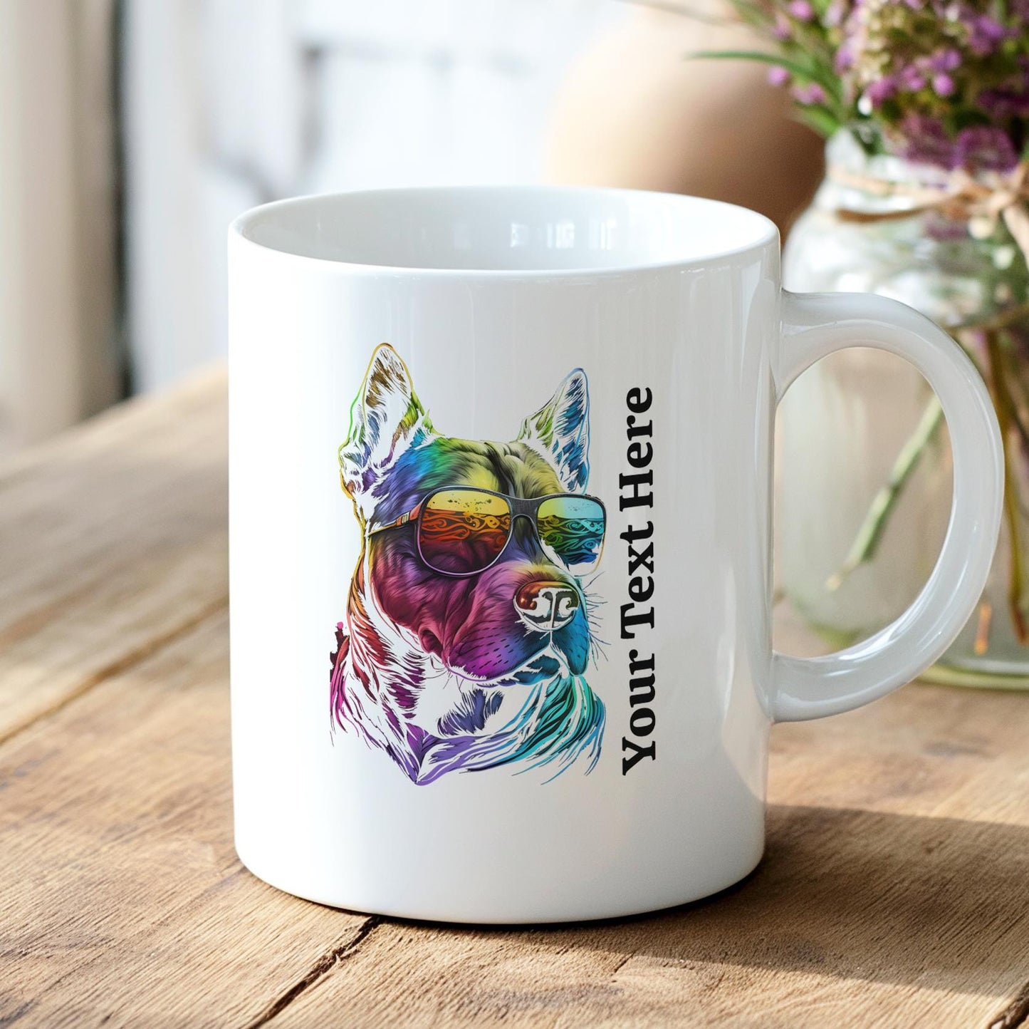 Personalized German Shepherd Mug, Colorful Dog Coffee Cup Gift, Custom Text Pet Lover Mug, Cool Dog Owner Gift Idea, Dog Dad Dog Mom