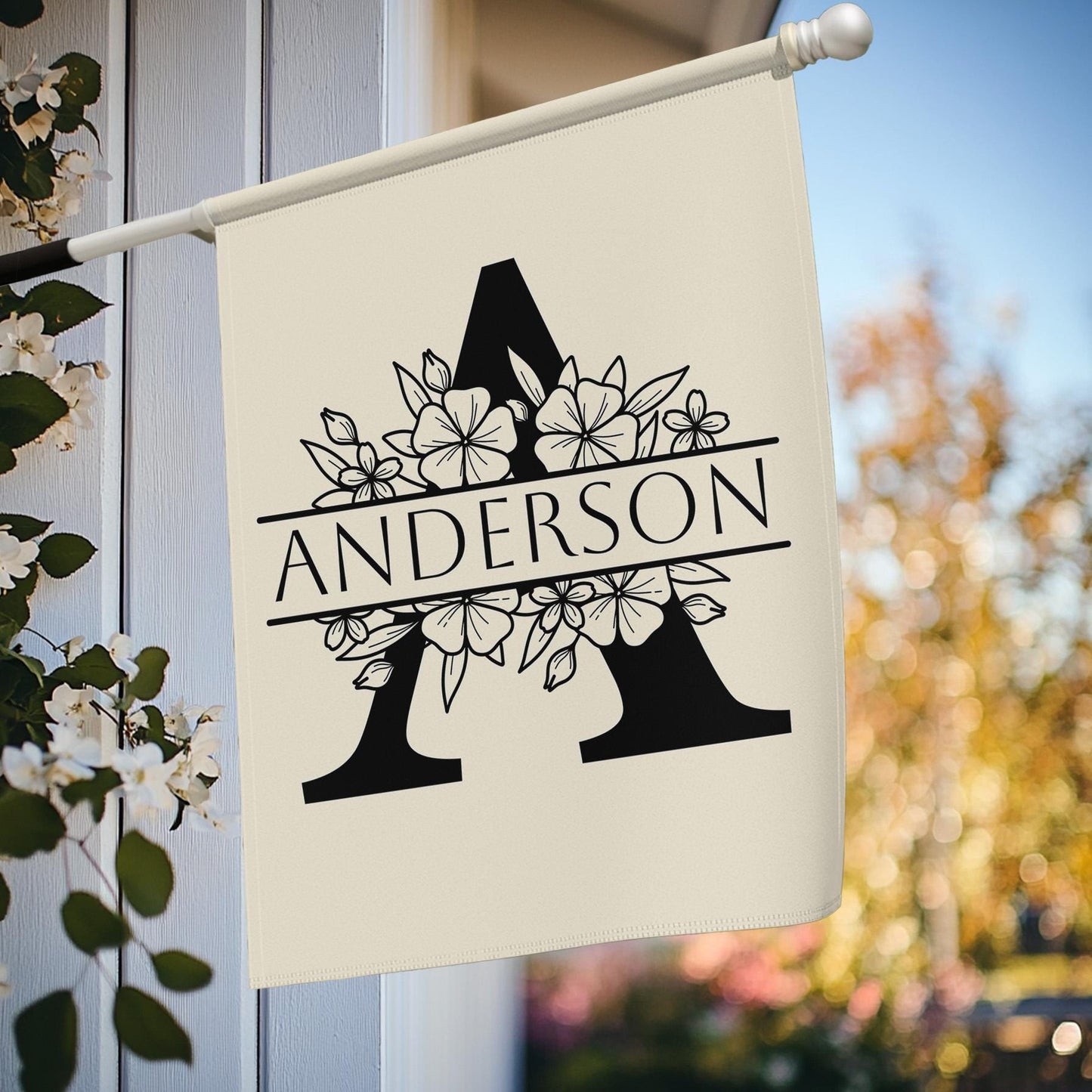 Personalized Monogram Garden Flag | Custom Family Name Flag | Floral Initial Yard Flag | Housewarming Gift | Wedding Present
