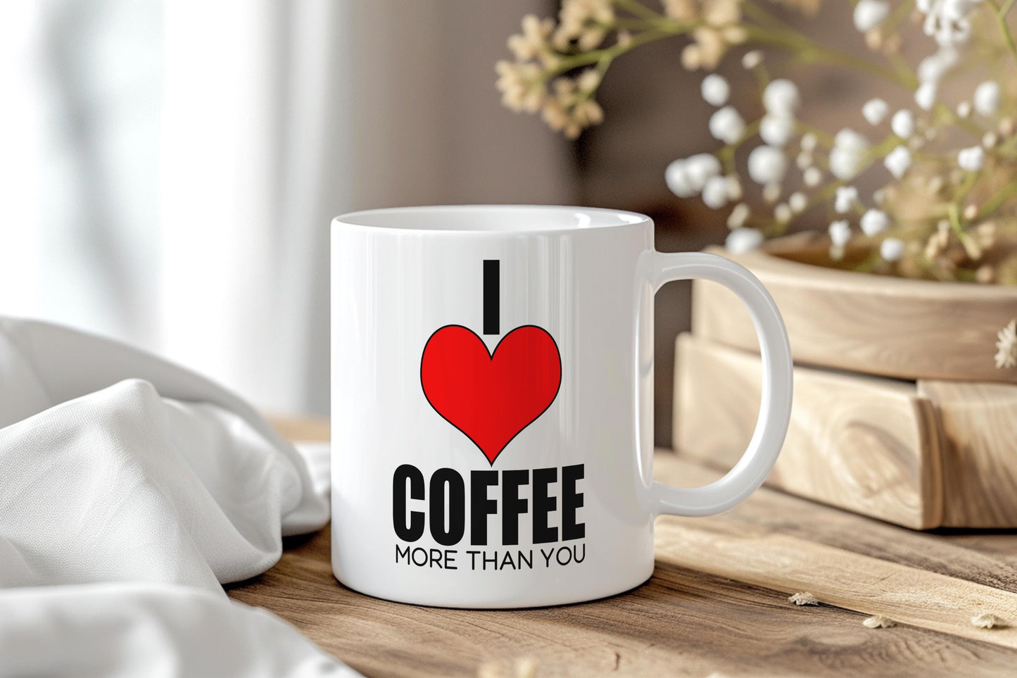 I Heart Coffee More Than You Mug - Sassy Coffee Lover Gift for Him/Her