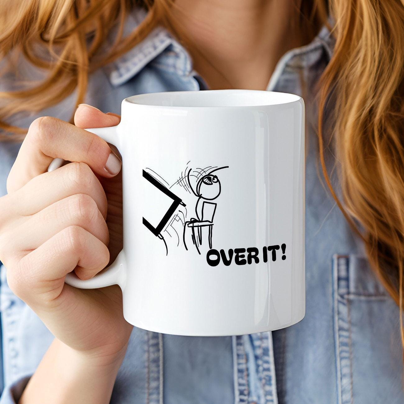 Funny Over It Meme Coffee Mug, Office Humor Mug for Coworkers, Sarcastic Work Mug for Desk, Tired Employee Gift, Morning Mood Cup
