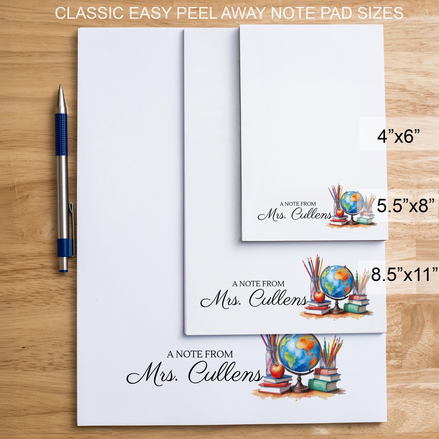 Personalized Sticky Notes with Name, Custom Post-it® Teacher Notepad, Back to School Gift, Office Supplies, Cute Desk Accessory Teacher Gift