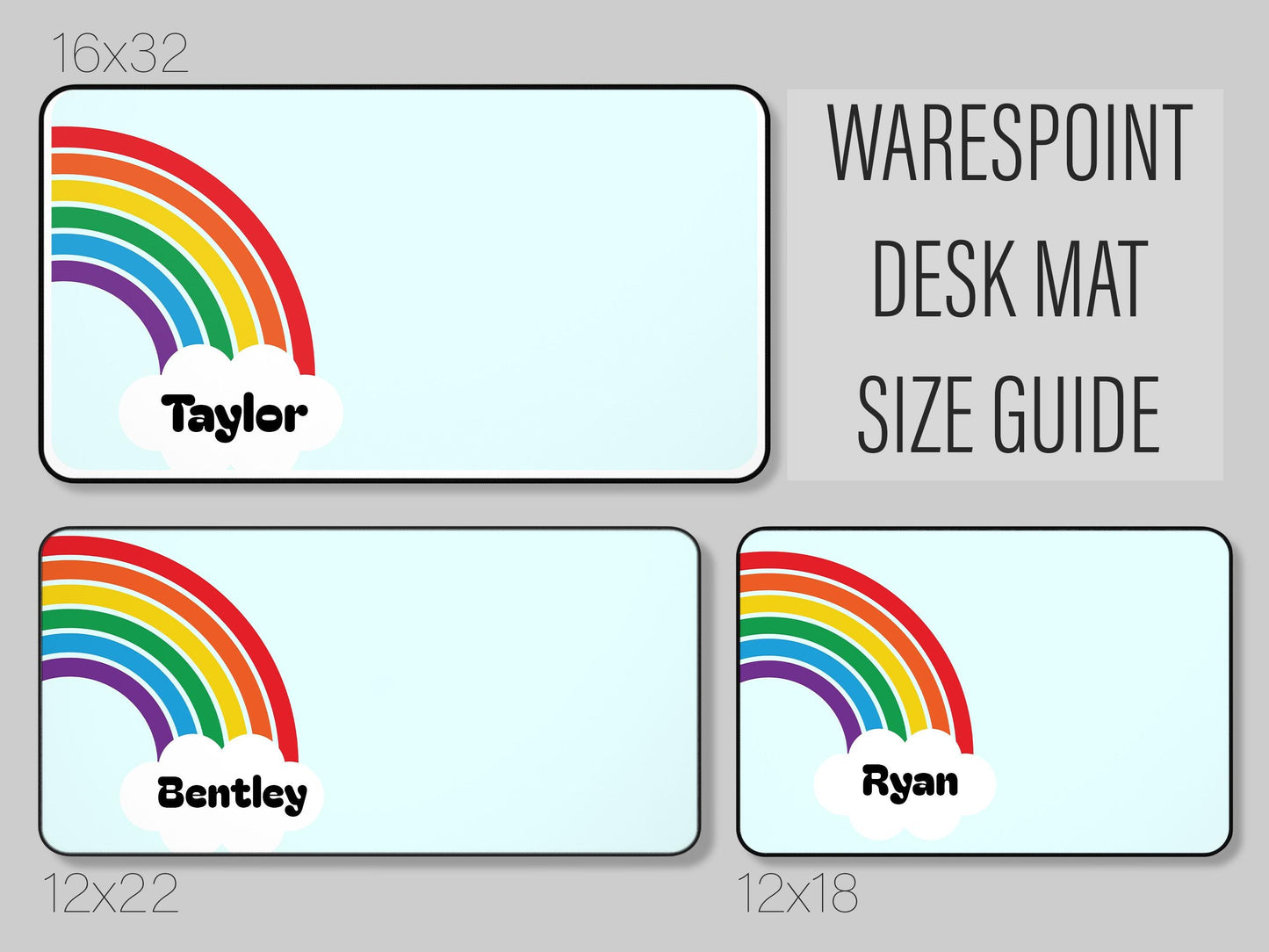 Desk Mat Personalized Name Rainbow Desk Mat | Custom Name Cloud Design | Kids Desk Pad | School Supplies | Desk Pad | Large Mouse Pad