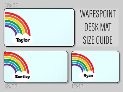 Desk Mat Personalized Name Rainbow Desk Mat | Custom Name Cloud Design | Kids Desk Pad | School Supplies | Desk Pad | Large Mouse Pad