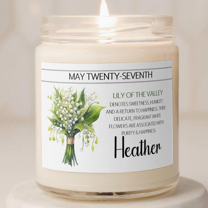 Personalized Birth Flower, Birthdate Candle,  Custom Birth Month Flower Gift, Womens Candle with Name, Custom Birthday Gifts for Her