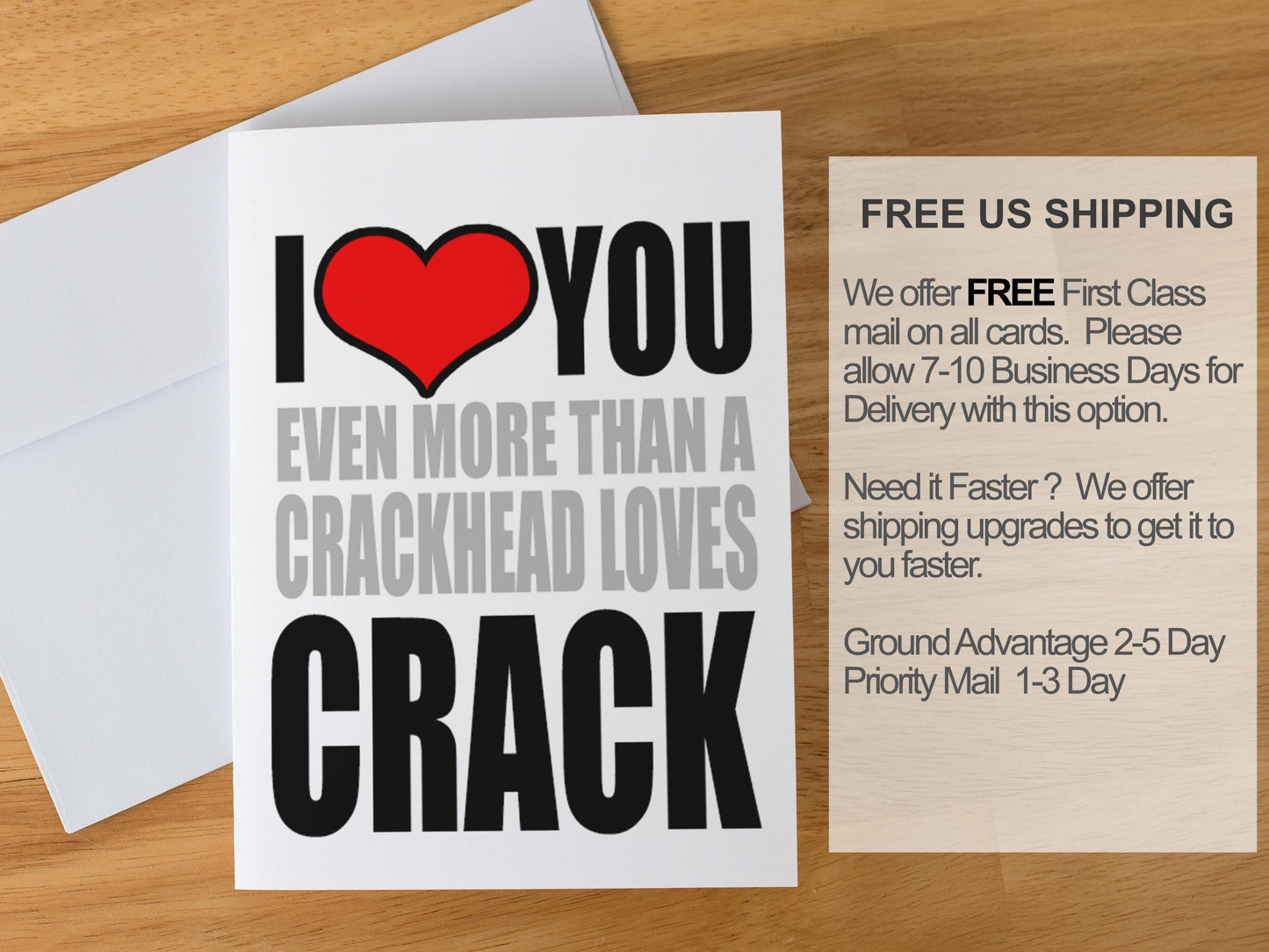 Funny Love Card for Boyfriend, I Love You More Than a Crackhead Loves Crack, Offensive Valentine’s Card, Rude Anniversary Humor Card