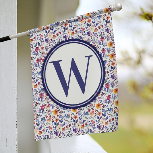 Floral Monogram Garden Flag, Custom Letter Yard Decor, Personalized Outdoor Flag for Spring or Summer, Gift for Her, Porch Sign