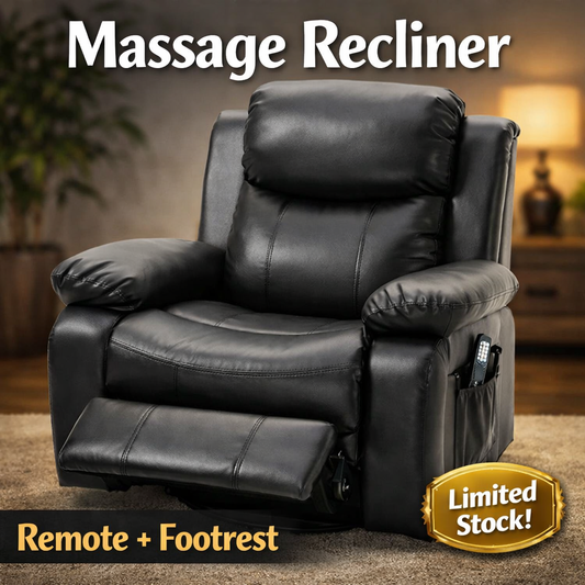 Adjustable Black Remote Controlled Massage Recliner Chair w/ Footrest