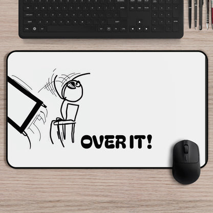 Funny "Over It" Meme Desk Mat - Humorous Desk Accessory, Computer Work Gift, Stress Relief Office Decor