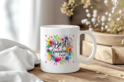 Best Grandma Ever Mug, Colorful Floral Coffee Cup for Grandma, Birthday Gift for Grandma, Mother’s Day Mug, Gift from Grandkids