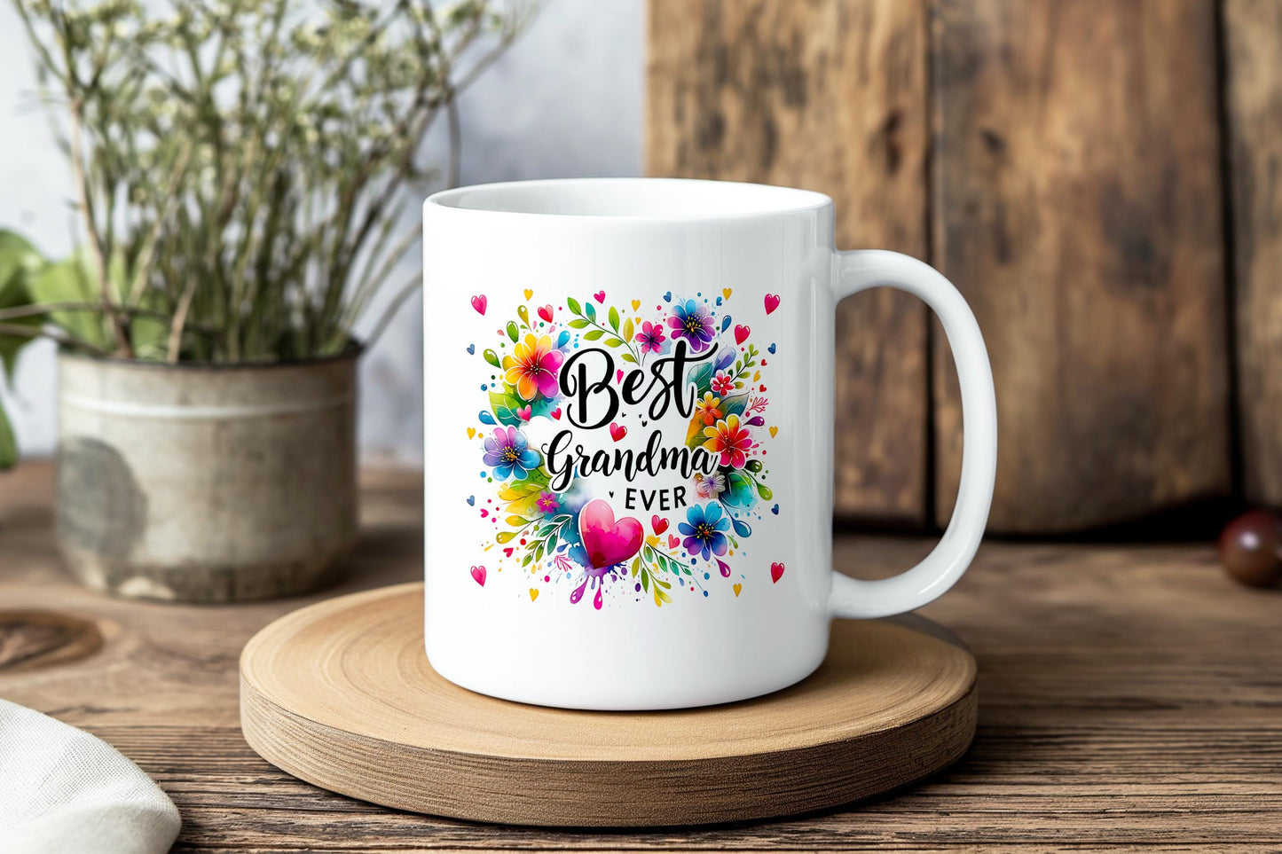 Best Grandma Ever Mug, Colorful Floral Coffee Cup for Grandma, Birthday Gift for Grandma, Mother’s Day Mug, Gift from Grandkids