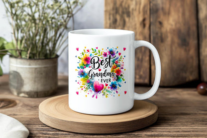 Best Grandma Ever Mug, Colorful Floral Coffee Cup for Grandma, Birthday Gift for Grandma, Mother’s Day Mug, Gift from Grandkids