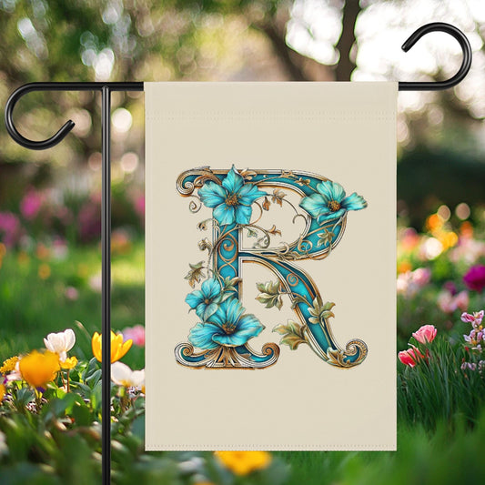 Custom Floral Monogram Garden Flag Banner, Personalized Initial Party Décor for Outdoor Celebrations, Custom Spring Wedding Banner