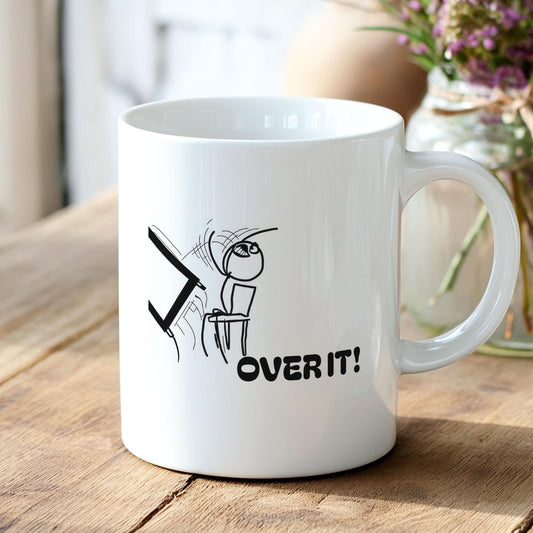 Funny Over It Meme Coffee Mug, Office Humor Mug for Coworkers, Sarcastic Work Mug for Desk, Tired Employee Gift, Morning Mood Cup