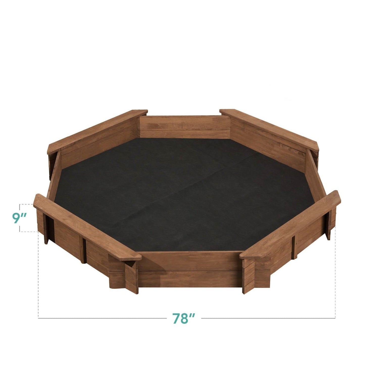 Kid's Octagonal Sandbox in Walnut Wood Finish