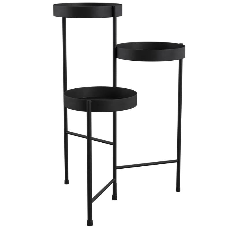 Modern Black Metal 3-Tier Flower Pot Plant Stand