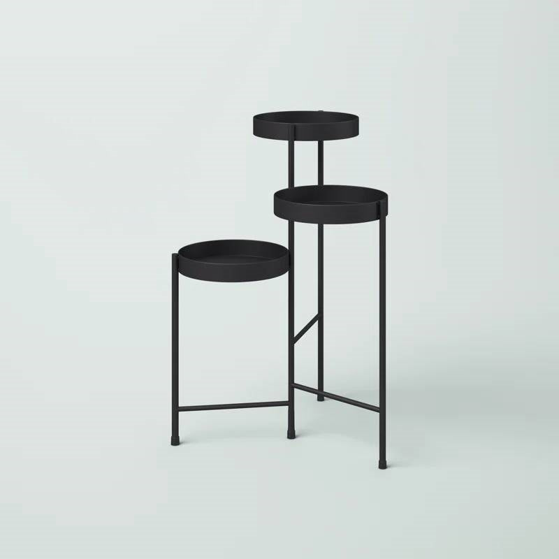 Modern Black Metal 3-Tier Flower Pot Plant Stand