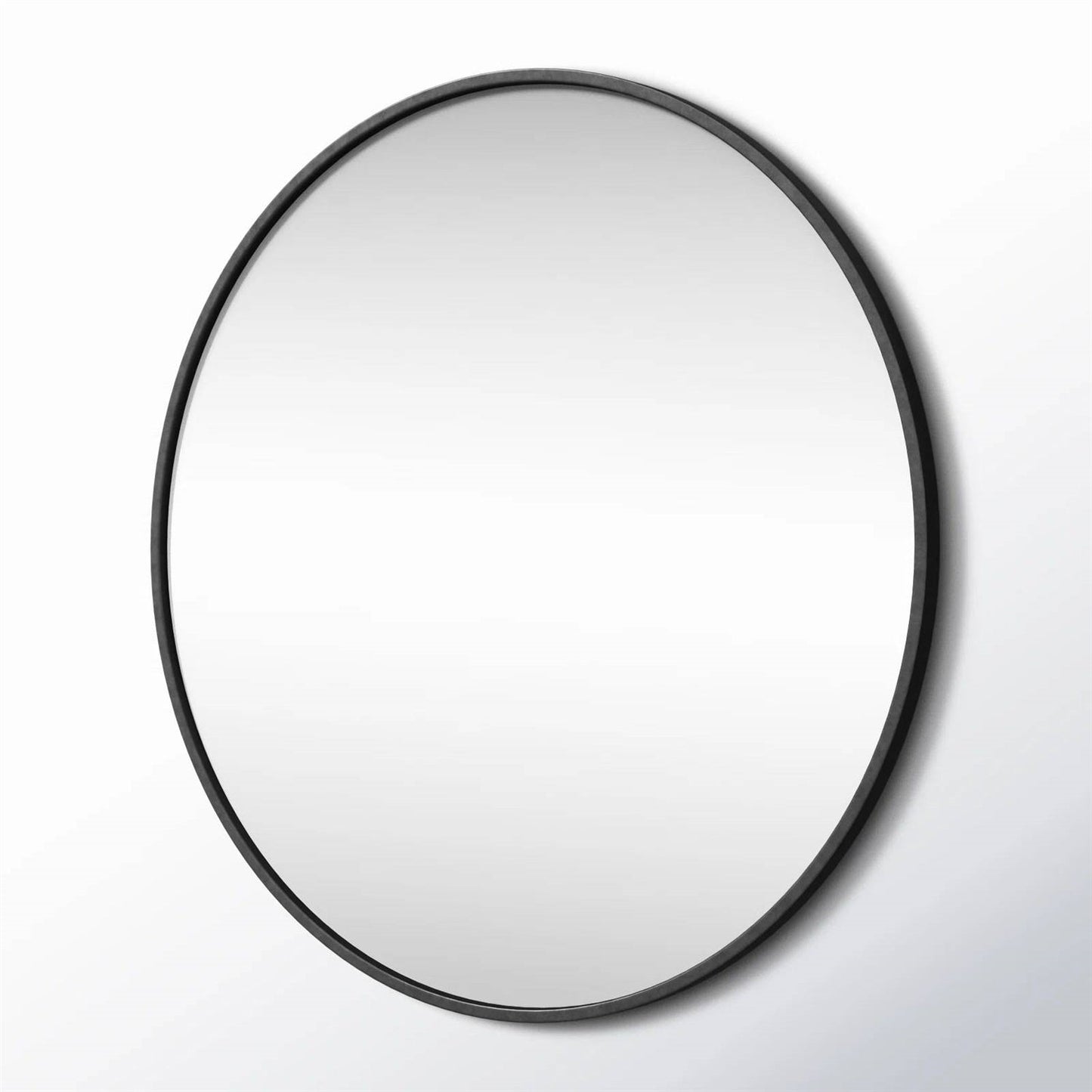Round 39-inch Wall Mirror in Black - Living Room Bedroom Accent Bathroom Mirror