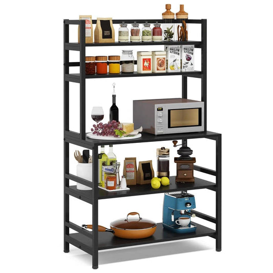 Heavy Duty Black Metal Kitchen Baker's Rack Microwave Stand Shelving Unit