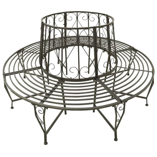Roundabout Circular Outdoor Garden Tree Bench in Heavy Duty Grey Steel