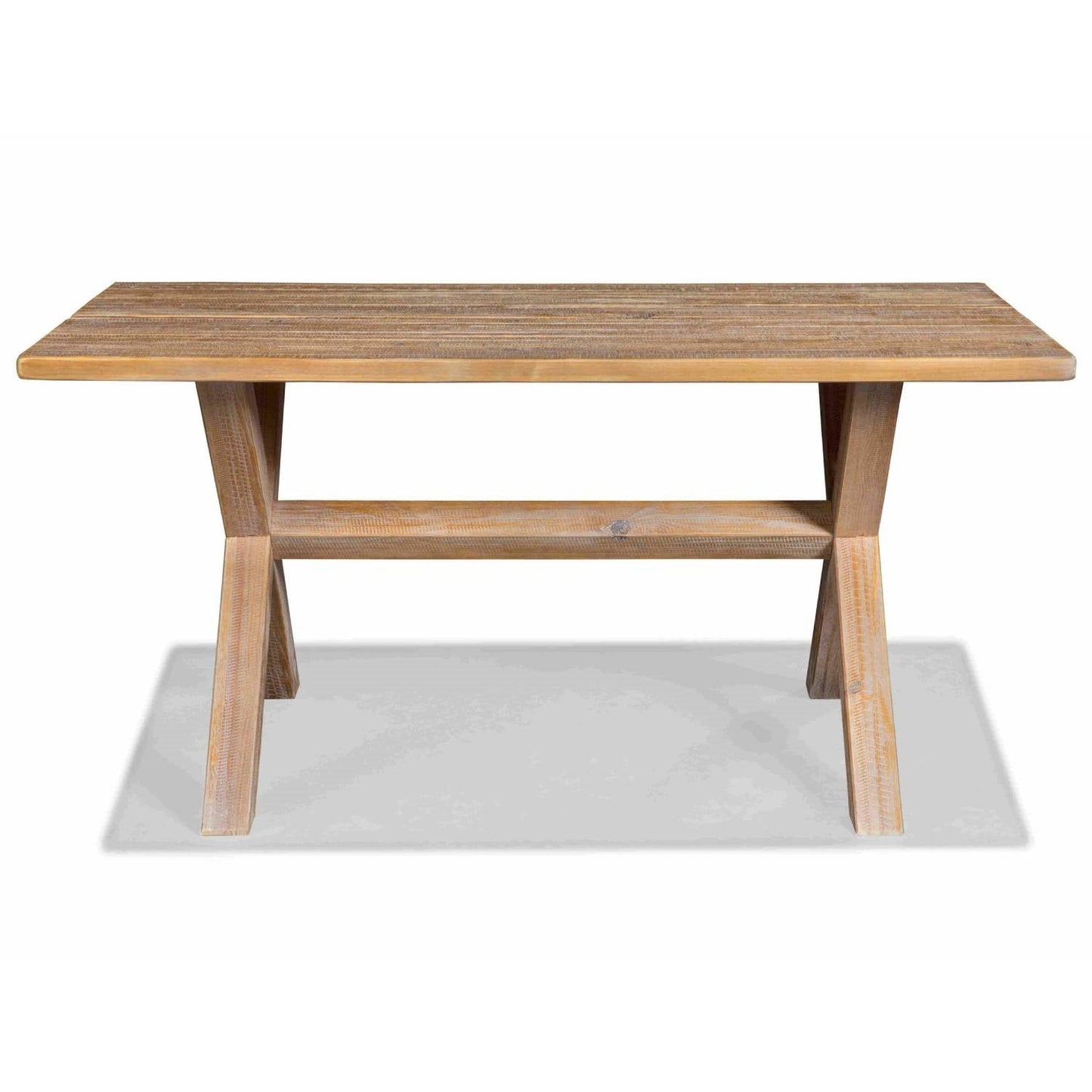 Modern Farmhouse Solid Pine Wood Dining Table in Distressed Driftwood Finish