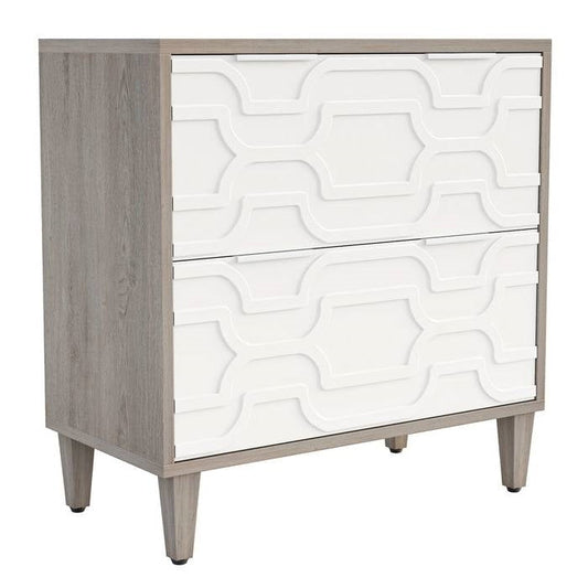 Modern Grey/White Wood 2 Drawer Filing Cabinet Printer Stand