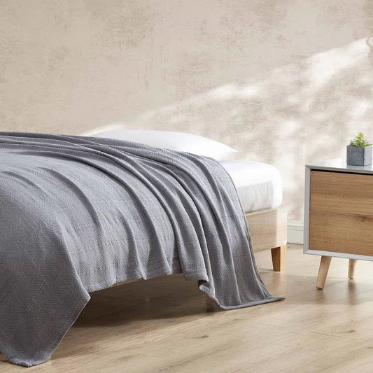 King size Cozy Lightweight Grey 100-Percent Cotton Blanket - Machine Washable