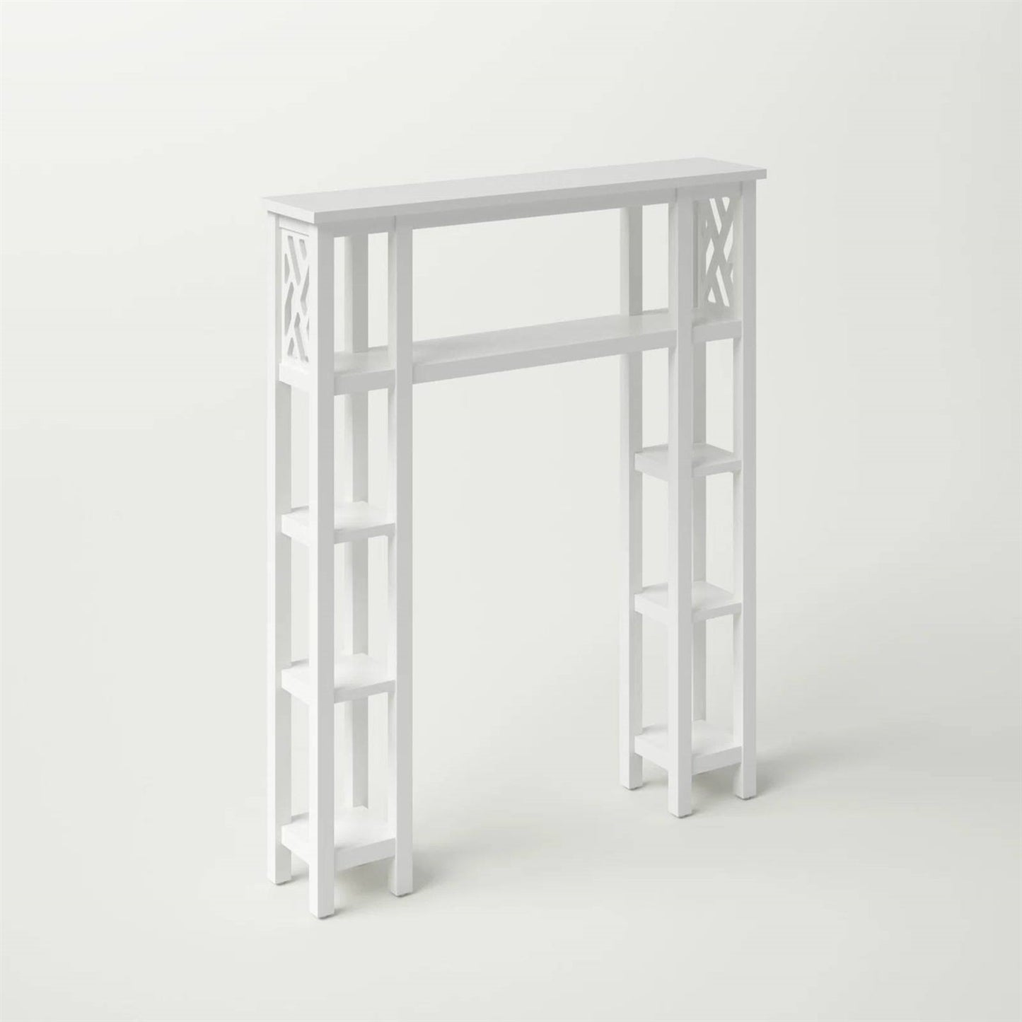 Over the Toilet Bathroom Shelving Unit with 9-Shelves in White Wood Finish