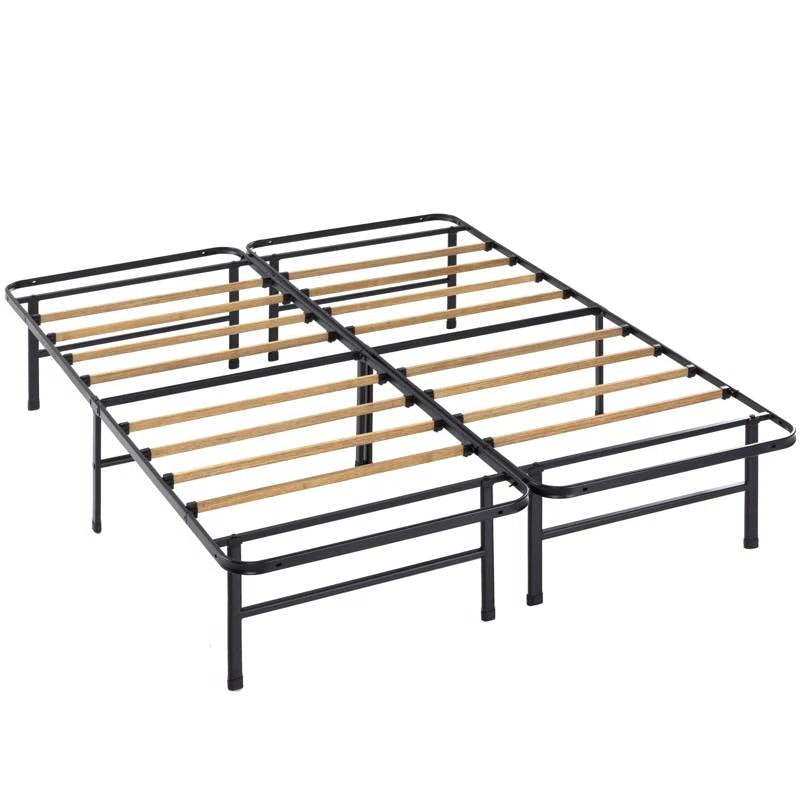 Queen size Metal Bed Frame with Bamboo Wood Slats