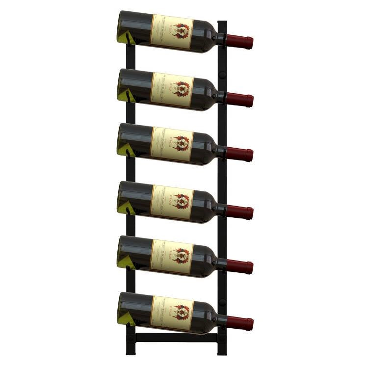 Simple Black Metal Wall Mounted 6-Bottle Wine Rack
